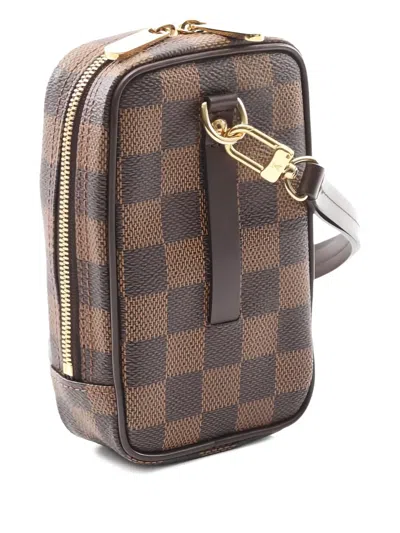 Pre-owned Louis Vuitton 2007 Damier Ebène Leather Pouch In Brown