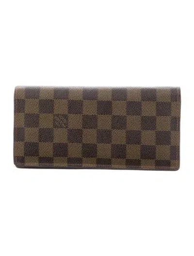 Pre-owned Louis Vuitton 2007 Damier Ebene Pattern Brazza Wallet W/ Tags In Brown