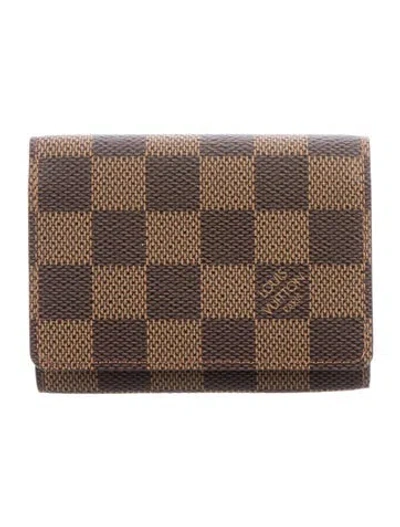 Pre-owned Louis Vuitton 2007 Damier Ebene Pattern Card Case In Brown