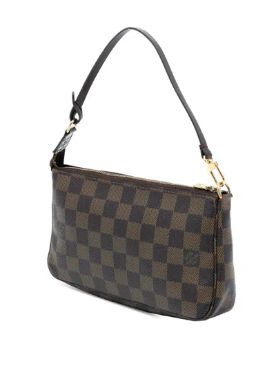 Pre-owned Louis Vuitton 2007 Damier Ebene Pochette Accessoires Shoulder Bag In Brown