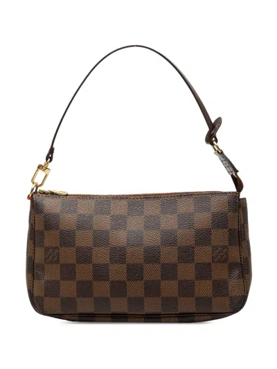 Pre-owned Louis Vuitton 2007 Damier Ebene Pochette Accessoires Shoulder Bag In Brown
