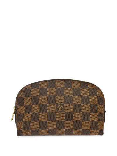 Pre-owned Louis Vuitton 2007 Damier Ebène Pochette Cosmetic Pouch In Brown