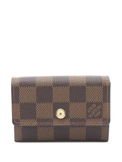 Pre-owned Louis Vuitton 2007 Damier Ebene Porte Monnaie Plat Coin Pouch In Brown