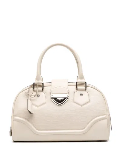 Pre-owned Louis Vuitton 2007 Epi Bowling Montaigne Gm Handbag In White