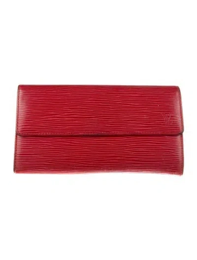 Pre-owned Louis Vuitton 2007 Epi Leather Sarah Wallet In Red
