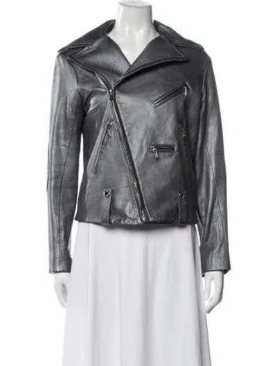 Pre-owned Louis Vuitton 2007 Lambskin Biker Jacket In Grey
