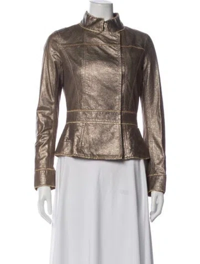 Pre-owned Louis Vuitton 2007 Leather Biker Jacket In Gold