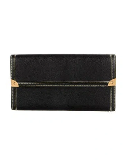 Pre-owned Louis Vuitton 2007 Leather Continental Wallet In Black