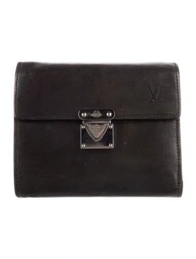 Pre-owned Louis Vuitton 2007 Leather Koala Wallet In Black