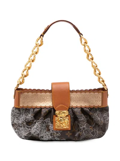 Pre-owned Louis Vuitton 2007 Limited Edition Monogram Dentelle Kirsten Shoulder Bag In Brown