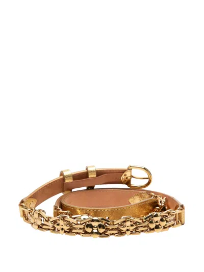 Pre-owned Louis Vuitton 2007 Metallic Calfskin Chain Belt In Gold