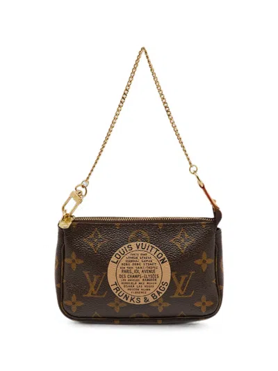 Pre-owned Louis Vuitton 2007 Mini Monogram Pochette Clutch Bag In Brown