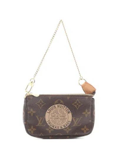 Pre-owned Louis Vuitton 2007 Mini Pochette Accessoires Shoulder Bag In Brown