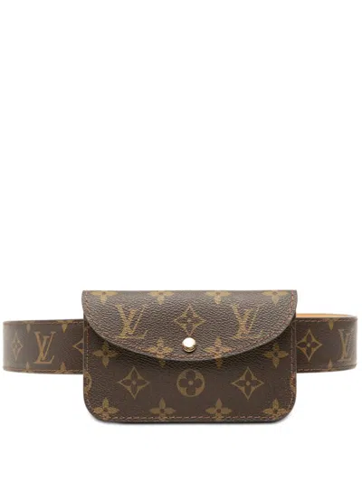 Pre-owned Louis Vuitton 2007 Monogram Ceinture Pochette Solo Belt Bag In Brown