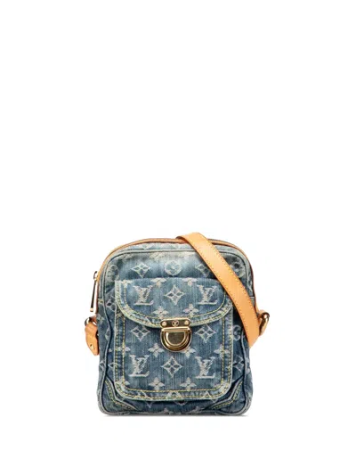 Pre-owned Louis Vuitton 2007 Monogram Denim Camera Bag Crossbody Bag In Blue