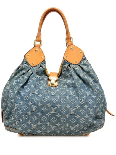 Pre-owned Louis Vuitton 2007 Monogram Denim Mahina Xl Hobo Bag