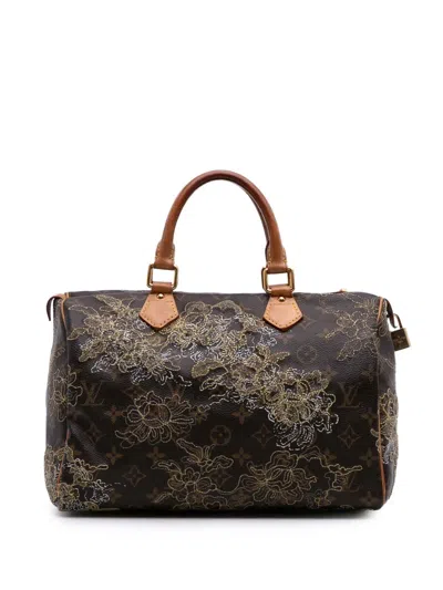 Pre-owned Louis Vuitton 2007 Monogram Dentelle Speedy 30 Boston Bag In Brown