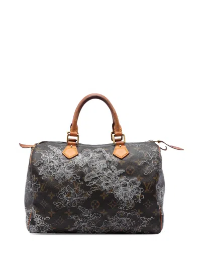 Pre-owned Louis Vuitton 2007 Monogram Dentelle Speedy 30 Boston Bag In Brown