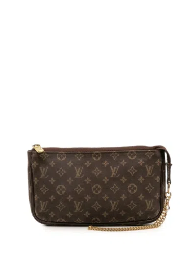 Pre-owned Louis Vuitton 2007 Monogram Mini Lin Bucket Pm Pouch In Brown