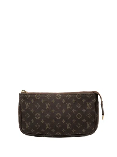 Pre-owned Louis Vuitton 2007 Monogram Mini Lin Bucket Pm Pouch In Brown