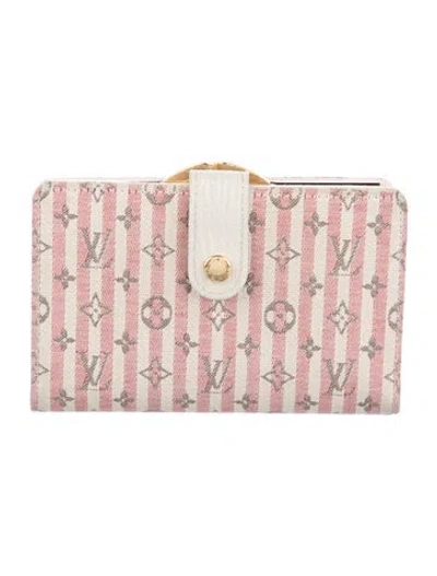 Pre-owned Louis Vuitton 2007 Monogram Mini Lin Pattern French Purse In Pink