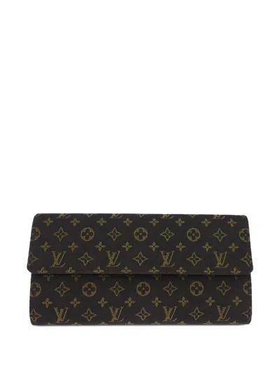 Pre-owned Louis Vuitton 2007 Monogram Mini Lin Sarah Wallet In Black