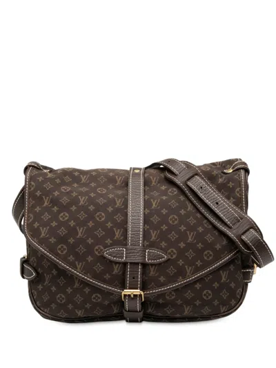 Pre-owned Louis Vuitton 2007 Monogram Mini Lin Saumur 30 Crossbody Bag In Brown