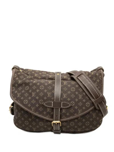 Pre-owned Louis Vuitton 2007 Monogram Mini Lin Saumur 30 Crossbody Bag In Brown