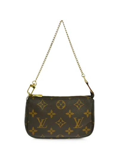 Pre-owned Louis Vuitton 2007 Monogram Mini Pochette Accessoires Bag In Brown