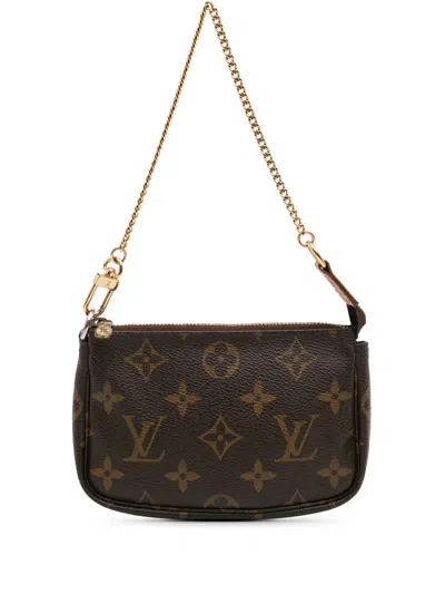 Pre-owned Louis Vuitton 2007 Monogram Mini Pochette Accessoires Handbag In Brown