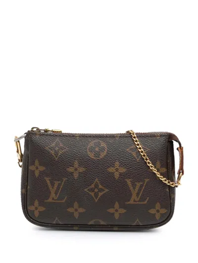 Pre-owned Louis Vuitton 2007 Monogram Mini Pochette Accessoires Handbag In Brown