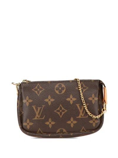 Pre-owned Louis Vuitton 2007 Monogram Mini Pochette Accessoires Handbag In Brown