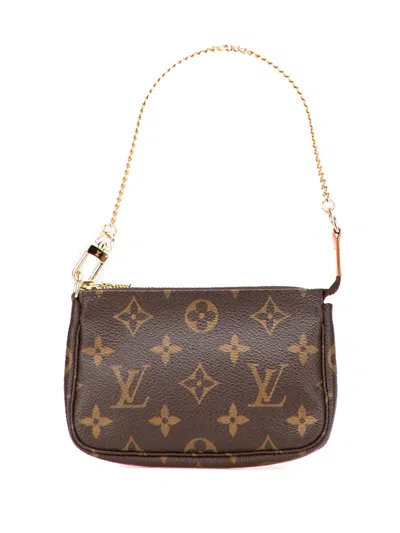 Pre-owned Louis Vuitton 2007 Monogram Mini Pochette Accessoires Handbag In Brown