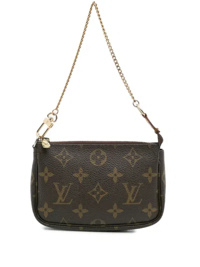Pre-owned Louis Vuitton 2007 Monogram Mini Pochette Accessoires Handbag In Brown
