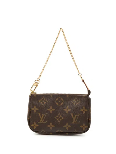 Pre-owned Louis Vuitton 2007 Monogram Mini Pochette Accessoires Handbag In Brown