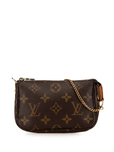 Pre-owned Louis Vuitton 2007 Monogram Mini Pochette Accessoires Handbag In Brown