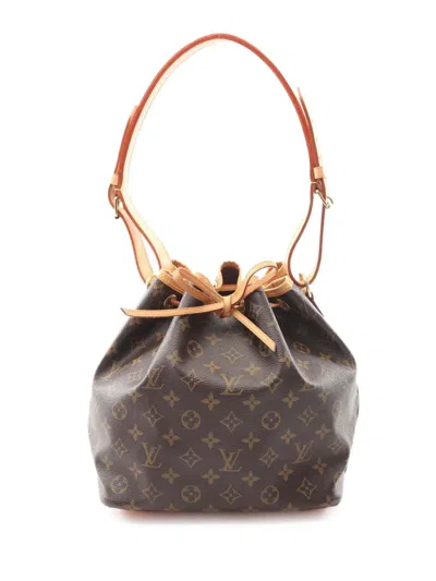 Pre-owned Louis Vuitton 2007 Monogram Petit Noe Bucket Bag In Brown