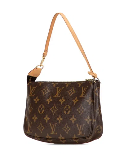 Pre-owned Louis Vuitton 2007 Monogram Pochette Accessoires Shoulder Bag In Brown