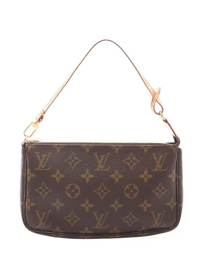 Pre-owned Louis Vuitton 2007 Monogram Pochette Accessoires Shoulder Bag In Brown