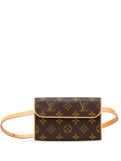 Pre-owned Louis Vuitton 2007 Monogram Pochette Florentine Belt Bag In Brown
