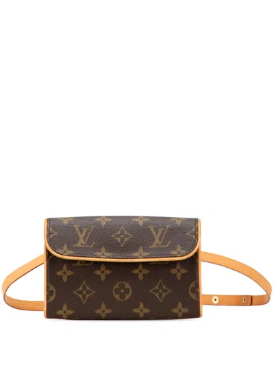 Pre-owned Louis Vuitton 2007 Monogram Pochette Florentine Belt Bag In Brown