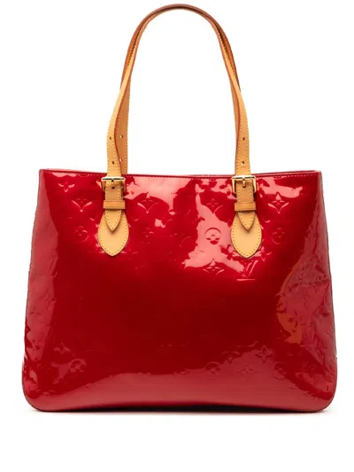 Pre-owned Louis Vuitton 2007 Monogram Vernis Brentwood Tote Bag In Red