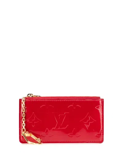 Pre-owned Louis Vuitton 2007 Monogram Vernis Pochette Cles Coin Pouch In Red