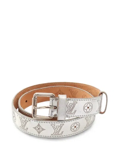 Pre-owned Louis Vuitton 2007 Nomad Mahina Perforated Belt In Silver