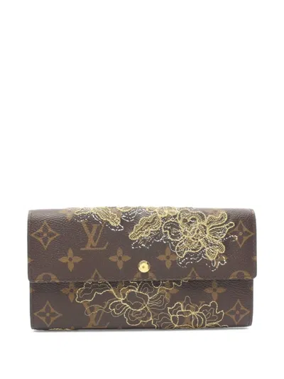 Pre-owned Louis Vuitton 2007 Portefeuil Sara Floral Embroidered Wallet