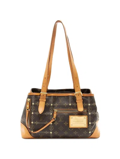 Pre-owned Louis Vuitton 2007 Riveting Monogram Tote Bag In Brown