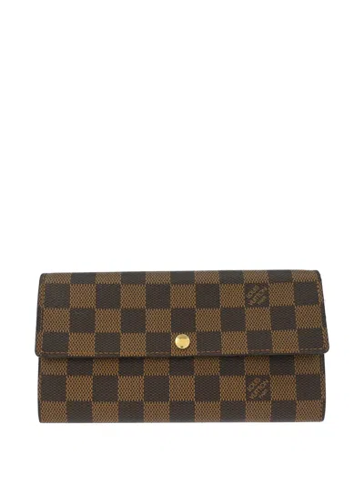 Pre-owned Louis Vuitton 2007 Sarah Damier Ebène Wallet In Brown