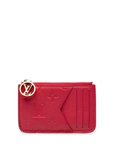 Pre-owned Louis Vuitton 2007-2026 Monogram Empreinte Romy Card Holder In Red