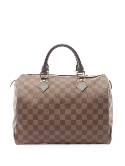 Louis Vuitton 2008 30 Speedy Damier Ébène Duffle Bag In Brown
