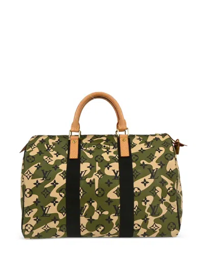 Pre-owned Louis Vuitton 2008 35 Speedy Camouflage-pattern Tote Bag In Green